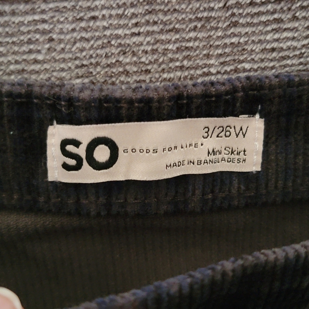 SO Skirt X 2!! Solid Black & Blue/Gray Plaid Mini Skirt Sz 3/26 Women's LIKE NEW - Picture 5 of 14